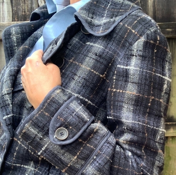 Luca Venturini Navy Plaid Wool Jacket - Picture 3 of 14